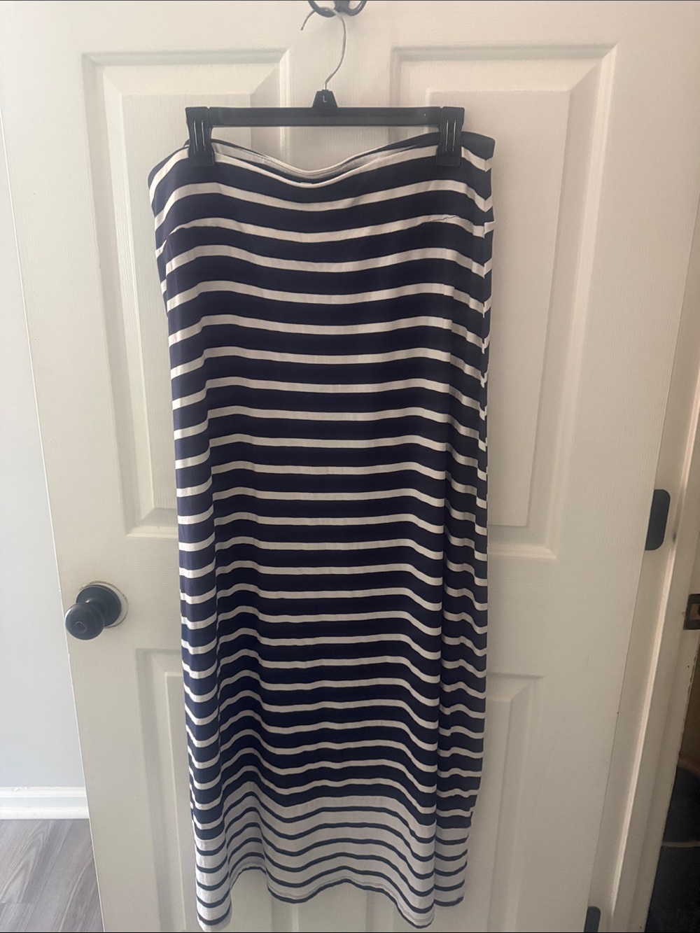 Talbots Navy and White Striped Maxi Skirt